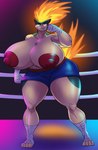 anthro areola big_breasts breasts clothed clothing feet female fighting_ring foot_wraps hand_wraps huge_breasts looking_at_viewer nipples red_areola red_nipples solo thick_thighs topless topless_female wraps thebigbadwolf01 nintendo pokemon shawna_(sandslash) generation_2_pokemon pokemon_(species) quilava hi_res