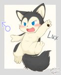 anthro fur male solo text young young_anthro young_male namoke fan_character lux_(namoke) canid canine canis domestic_dog mammal 2018 digital_drawing_(artwork) digital_media_(artwork) digital_painting_(artwork)