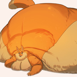 anthro bedroom_eyes belly big_belly big_breasts big_cheeks blob_body blobby breasts chubby_cheeks eyebrow_piercing eyelashes facial_piercing female fur huge_belly huge_cheeks hyper hyper_belly immobile licking licking_lips licking_own_lips lying morbidly_obese morbidly_obese_anthro morbidly_obese_female narrowed_eyes obese obese_anthro obese_female on_front orange_body orange_fur orange_tail overweight overweight_anthro overweight_female piercing round_body seductive solo tail teeth tongue tongue_out wolfwireless dreamworks the_bad_guys diane_foxington canid canine fox mammal 1:1 2025 hi_res