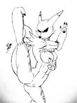 anthro armwear breasts bridal_gauntlets chest_tuft clothing featureless_crotch female fur mostly_nude navel solo tuft bsan94 bandai_namco digimon canid canine digimon_(species) mammal renamon 3:4 absurd_res hi_res monochrome