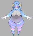 anthro breasts curled_horn eyeshadow facial_markings female head_markings horn looking_at_viewer makeup markings natural_breasts navel nipples nude overweight overweight_anthro overweight_female red_eyes slightly_chubby smile smiling_at_viewer solo thick_thighs wide_hips isxues sega sonic_dream_team sonic_the_hedgehog_(series) ariem_(sonic) bovid caprine mammal sheep 2024 hi_res