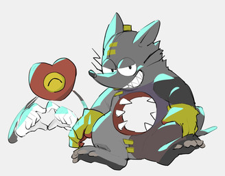 anthro chibi clothing duo gloves grin handwear heart_symbol male sharp_teeth simple_background smile teeth whiskers white_background masshiro shiiiiiiiro mad_rat_dead nippon_ichi_software heart_(mad_rat_dead) mad_rat_(mad_rat_dead) mammal murid murine rat rodent hi_res