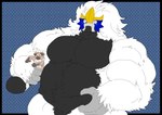 alternate_species anthro anthrofied black_body black_countershading countershading duo fur hand_on_belly holding_another huge_muscle male musclegut muscular nude size_difference white_body white_fur mc_morrales nintendo pokemon soleo_the_solgaleo entei generation_2_pokemon generation_7_pokemon legendary_pokemon pokemon_(species) rockruff 2020