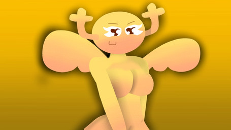 anthro antlers big_breasts big_wings breasts curvy_figure female heart_eyes heart_symbol horn simple_background solo sparkles sparkling_eyes wings yellow_background notpostingstuff cartoon_network the_amazing_world_of_gumball penny_fitzgerald fairy 16:9 hi_res widescreen