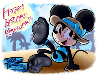 anthro black_body clothing feet female foot_fetish hat headgear headwear humanoid_feet lightened_soles plantigrade soles solo swimwear toes baggy_(artist) disney minnie_mouse mammal mouse murid murine rodent hi_res
