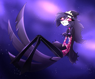 anthro beanie black_clothing bodily_fluids clothing crossed_arms crying female floating fur grey_body grey_fur grey_hair hair hat headgear headwear long_hair looking_up night pink_clothing pink_eyes sad simple_background sky solo space star starry_sky tears white_face akuma_nemui hellaverse helluva_boss octavia_(helluva_boss) avian bird owl owl_demon absurd_res hi_res