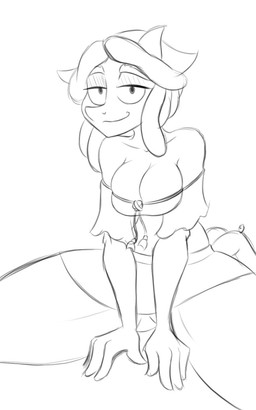 anthro anthrofied breasts cleavage clothed clothing dreadlocks female hair solo jrvanesbroek friendship_is_magic hasbro my_little_pony tree_hugger_(mlp) earth_pony equid equine horse mammal pony 2015 digital_drawing_(artwork) digital_media_(artwork) hi_res monochrome