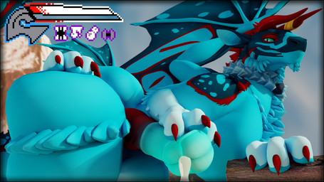 animal_genitalia animal_penis balls big_balls big_penis black_border border equine_genitalia equine_penis flared_penis gameplay_mechanics genitals gui health_bar huge_balls hybrid_genitalia hybrid_penis knot knotted_equine_penis knotted_penis male medial_ring penis size_difference solo videogame_ui wings ithanias_(artist) mythology haloren dragon felkin mythological_creature mythological_scalie scalie 16:9 3d_(artwork) absurd_res digital_media_(artwork) hi_res widescreen