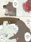 3:4 anal anal_penetration bear bed blush bodily_fluids brown_bear censored comic dialogue drooling duo english_text erection eyes_closed from_front_position furniture genitals grizzly_(shirokuma_cafe) grizzly_bear intraspecies kumao lying male male/male male_penetrated male_penetrating male_penetrating_male mammal missionary_position nude okatana on_back open_mouth penetration penis polar_bear saliva sex shirokuma shirokuma_cafe text translated ursine