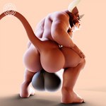 1:1 3d_(artwork) animated anthro balls big_balls big_butt blender_(artwork) bovid bovine butt crouching digital_media_(artwork) facial_piercing genitals hair horn huge_balls huge_butt hyper hyper_balls hyper_genitalia looking_at_viewer male mammal muscular muscular_anthro muscular_male n0rdbara nipples nose_piercing nose_ring nude piercing raider_(9patched) rear_view ring_piercing shaking shaking_balls shaking_butt short_playtime simple_background smile solo