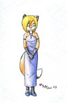 blonde_hair bracelet clothing dress female gown hair jewelry smile kenfoxx alexandra_williams canid canine fox mammal