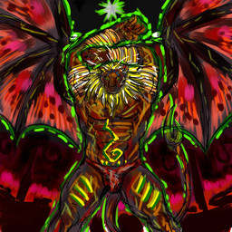 anthro bulge clothed clothing kemono male solo topless wings yad demon felid lion mammal pantherine vampire 1:1 hi_res