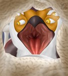 4_eyes anthro beak bodily_fluids male mouth_shot multi_eye open_mouth saliva solo armaleos avian bird hi_res