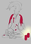 anthro ass_up breasts breasts_on_ground candle candle_wax female gag gagged jack-o'_pose nude pose solo wax_on_butt wax_on_leg wax_play balberit amber_(zanyrainy) hyena mammal absurd_res hi_res sketch