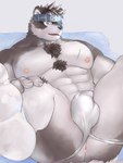 abs accessory anthro anus black_nose bulge butt clothing fur grey_body grey_fur headband male muscular muscular_anthro muscular_male nipples pecs solo underwear fug@9 lifewonders tokyo_afterschool_summoners horkeu_kamui_(tas) canid canine canis mammal wolf 3:4 hi_res