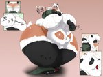 anthro belly breasts clothed clothing female genitals nipple_outline obese obese_female overweight overweight_female pussy solo tail topwear transformation nken gillpanda_(character) bear giant_panda mammal 4:3