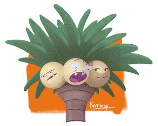 3_heads ambiguous_feral ambiguous_gender black_eyes brown_body brown_skin closed_smile fangs feral floating_eyebrows leaf light mouth_closed multi_head narrowed_eyes no_eyebrows no_pupils noseless open_mouth plant purple_tongue simple_background smile solo squint tan_head teeth thin_eyebrows tongue uvula white_background lunareel nintendo pokemon alolan_exeggutor alolan_form elemental_creature flora_fauna generation_7_pokemon pokemon_(species) regional_form_(pokemon) 2018 colored dated digital_drawing_(artwork) digital_media_(artwork) headshot_portrait lighting lineless portrait reaction_image shaded signature