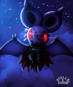 ambiguous_gender bat_wings big_ears black_body black_fur blood blood_on_face bodily_fluids cape clothing cloud costume detailed_background feral flying fur glowing glowing_eyes halloween_costume holidays lens_flare looking_at_viewer membrane_(anatomy) membranous_wings multicolored_body night outside purple_body purple_ears purple_wings red_cape red_clothing red_eyes red_sclera rim_light solo star translucent translucent_wings two_tone_body wings yellow_eyes yellow_sclera stellaamoris halloween nintendo pokemon bat generation_6_pokemon mammal noibat pokemon_(species) absurd_res digital_media_(artwork) digital_painting_(artwork) hi_res painting_(artwork)