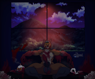 animal_genitalia animal_penis anthro balls black_body black_fur black_hair black_markings blood bodily_fluids bone breasts brown_body brown_fur canine_genitalia canine_penis cannibalism cigarette corpse death erection eyewear fur furniture genitals goggles gore gore_focus gynomorph hair intersex knot light markings moon moonlight mountain muscular muscular_anthro muscular_gynomorph muscular_intersex night nipples penis red_moon saggy_balls skull sofa solo spread_legs spreading tan_body tan_fur yellow_eyes conditional_dnp zer0rebel4 blizzard_entertainment discord_(app) telegram warcraft mirabelle_sharmann canid mammal werecanid werecreature worgen absurd_res hi_res