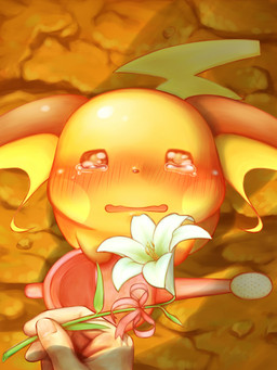 ambiguous_gender black_nose blush blush_lines bodily_fluids bow_(feature) cheek_spots crying detailed_background disembodied_hand duo female female_focus first_person_view flower human_pov looking_at_viewer looking_up outside pink_ribbon plant ribbons solo_focus sunset tail tears watering_can yellow_cheeks yellow_tail rairai-no26-chu nintendo pokemon generation_1_pokemon human mammal pokemon_(species) raichu rodent 2013 3:4 hi_res
