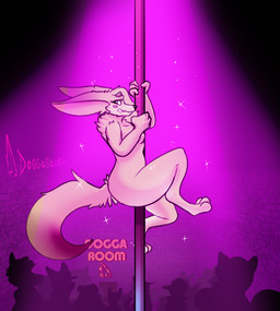 anthro breasts dancing female glistening glistening_body group pole pole_dancing doggasaurio canid canine fennec_fox fox mammal true_fox digital_media_(artwork)