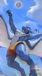 2019 4_toes 5_fingers abs action_pose altrue anthro ball barefoot beach belly belly_scales biceps black_claws black_eyebrows black_fingernails black_nails blue_body blue_ears blue_face blue_hair blue_scales blue_sky blue_tail blue_wings bottomwear chunie claws clothed clothing cloud colored_nails countershade_face countershade_scales countershade_tail countershade_torso countershade_wings countershading day detailed_background digital_media_(artwork) digital_painting_(artwork) dragon ear_piercing ear_ring european_mythology eyebrows feet fingernails fingers front_view full-length_portrait glistening glistening_body glistening_claws glistening_ears glistening_eyes glistening_nails glistening_scales gold_(metal) gold_earring gold_jewelry grey_nipples hair happy hi_res horn humanoid_hands icon jewelry jumping light long_tail looking_at_object looking_up male maleherm_(lore) membrane_(anatomy) membranous_wings messy_hair monotone_belly monotone_hair monotone_horn multicolored_body multicolored_bottomwear multicolored_clothing multicolored_face multicolored_scales multicolored_swimming_trunks multicolored_swimwear multicolored_tail multicolored_wings muscular muscular_anthro muscular_arms muscular_legs muscular_male muscular_thighs mythological_creature mythological_scalie mythology nails navel nipples non-mammal_nipples open_mouth open_smile orange_bottomwear orange_clothing orange_swimming_trunks orange_swimwear pecs piercing pinup pivoted_ears playing_sport portrait pose prick_ears ring_piercing sand scales scalie seaside sharp_fingernails sharp_nails short_hair signature sky smile snout solo spade_tail sport spread_wings sunlight swimming_trunks swimwear tail teeth thick_tail toes topless two_tone_body two_tone_bottomwear two_tone_clothing two_tone_face two_tone_scales two_tone_swimming_trunks two_tone_swimwear v-cut volleyball volleyball_(ball) water western_dragon white_belly white_body white_bottomwear white_clothing white_countershading white_face white_horn white_scales white_swimming_trunks white_swimwear white_tail white_wings wings