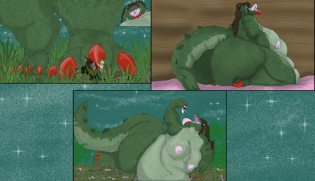 anthro belly big_belly big_breasts big_butt breasts butt butt_crush caught claws colored_nails crush debris dirty dirty_feet duo extreme_size_difference facesitting female grabbing grabbing_micro grass_field huge_belly huge_breasts huge_butt hyper hyper_belly hyper_breasts hyper_butt larger_female licking licking_lips looking_at_another looking_back looking_back_at_another looking_down looking_down_at_partner lying macro male male/female mawplay micro mommabearbun_(kxybeastar) nails on_side open_mouth overweight overweight_female pick_up_partner sitting sitting_on_another size_difference smaller_male smothering stepped_on stepping stomping tail taunting_partner thick_tail tongue tongue_out kxybeastar blade_(kxybeastar) alligator alligatorid canid canine canis crocodile crocodilian mammal reptile scalie wolf absurd_res comic hi_res huge_filesize sequence