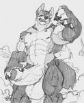 abs aircraft airplane anthro anthro_pred balls biceps big_balls big_muscles big_penis bodily_fluids cum destruction erection fur genital_fluids genitals giga_macro huge_balls huge_muscles huge_penis humanoid_genitalia humanoid_penis hyper hyper_balls hyper_genitalia hyper_penis larger_anthro looking_at_viewer macro male muscular muscular_anthro muscular_male nude pecs penis simple_background size_difference solo thick_penis vehicle vehicle_destruction vore perenthis yama_(perenthis) canid canine canis mammal wolf 2019 digital_media_(artwork) hi_res monochrome