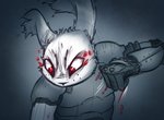 angry anthro armor blood bodily_fluids clothing doom_(series) doom_slayer doombunny gloves handwear id_software josephtl lagomorph leporid male mammal opossumpaladin punch rabbit red_eyes scar simple_background sketch solo violence wounded