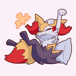 3_fingers 3_toes ambiguous_anthro ambiguous_gender anthro arm_tuft black_body black_fur cheek_tuft chest_tuft closed_smile cute_fangs digitigrade dipstick_tail emanata eyelashes eyes_closed facial_tuft fangs feet fingers fluffy fluffy_tail fur hip_tuft inner_ear_fluff markings mouth_closed multicolored_body multicolored_fur nude_ambiguous nude_anthro orange_body orange_nose pillow reclining red_body red_fur red_inner_ear_fluff red_tail_tip shoulder_tuft side_view simple_background smile snout solo stretching tail tail_markings teeth toes tuft two_tone_tail waking_up white_background white_body white_fur yellow_body yellow_fur yellow_tail advos nintendo pokemon braixen canid generation_6_pokemon mammal pokemon_(species) 1:1 2020 cel_shading colored digital_drawing_(artwork) digital_media_(artwork) full-length_portrait hi_res portrait shaded signature