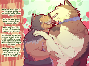 anthro asphyxiation bdsm bodily_fluids collar collar_only dripping duo excessive_saliva extreme_french_kiss eyes_rolled_up facial_hair french_kissing kissing male male/male muscular muscular_male mustache nude overweight overweight_male petplay profanity roleplay saliva saliva_drip saliva_on_face size_difference sloppy_kiss sound_effects spiked_collar spikes text tricolor_fur avalath_tiger canid canine canis domestic_dog mammal absurd_res english_text hi_res