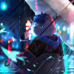 anthro biped clothed clothing detailed_background hoodie kemono male night outside raining solo topwear umbrella yimingsama bear mammal 1:1 2021 hi_res