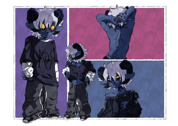 anthro black_horn clothed clothed_anthro clothed_male clothing footwear fully_clothed fully_clothed_anthro fully_clothed_male horn male male_anthro oversized_clothing shirt shoes solo topless topless_anthro topless_male topwear yellow_sclera kakuyamii korn arthur_(kakuyamii) bovid caprine goat mammal absurd_res hi_res nonbinary_(lore)