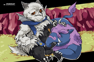 4_arms 5_fingers anthro balls beak belly biped bodily_fluids clothed clothing duo erection eyebrows eyes_closed feathered_wings feathers fellatio fingers fur genital_fluids genitals hair hand_on_head humanoid_genitalia humanoid_penis male male/male male_penetrated male_penetrating multi_arm multi_limb nude open_mouth oral oral_penetration overweight overweight_male penetration penile penis proboscis_(anatomy) saliva sex simple_background smile tail teeth trunk_(anatomy) tusks wings spunker yu-gi-oh! artmage_power_patron number_41:_bagooska_the_terribly_tired_tapir avian bird duel_monster mammal owl tapir 2026 digital_drawing_(artwork) digital_media_(artwork)