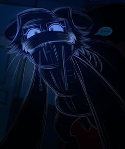 alternate_species anatomically_correct anatomically_correct_genitalia animal_genitalia animal_penis anthro bottomless clothed clothing erection erection_under_clothing eyewear feline_genitalia feline_penis furrification genitals glasses jacket jacket_only male obscured_face penis solo speech_bubble topwear topwear_only wearing_glasses toxoplasmosis_(toxoplasmatinae) the_hundred_line:_last_defense_academy eito_aotsuki domestic_cat felid feline felis mammal ragdoll_cat 5:6 absurd_res black_and_blue hi_res monochrome