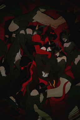breasts curled_up eyes_closed grey_body grey_skin group gynomorph gynomorph/gynomorph horn intersex intersex/intersex lying open_mouth sleeping tentacles incase cyclops demon comic digital_media_(artwork) hi_res