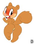 anthro biped breasts brown_body brown_fur buckteeth butt female fur genitals looking_back nude open_mouth pussy simple_background solo teeth white_background xylas nickelodeon spongebob_squarepants sandy_cheeks mammal rodent sciurid tree_squirrel archived_source