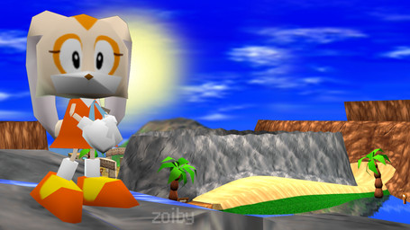 anthro black_eyes clothing cloud dress female female_anthro fur island low_poly orange_body orange_fur plant retro solo sun tree young young_anthro zoiby sega sonic_the_hedgehog_(series) cream_the_rabbit lagomorph leporid mammal rabbit 16:9 3d_(artwork) digital_media_(artwork) hi_res widescreen