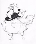 anthro big_butt black_clothing black_shirt black_topwear bottomwear breasts butt clothing denim denim_bottomwear denim_clothing female huge_butt hyper hyper_butt jeans overweight pants rear_view shirt simple_background solo topwear white_background d._e._belton_(artist) monroe_(d.e.belton) 2014 sketch