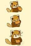 black_eyes brown_body burger chibi dot_eyes eating enjoying_food eyes_closed feral food heart_symbol kemono open_mouth simple_background solo whiskers shi_nominmin ailurid mammal red_panda 2024 digital_media_(artwork) hi_res