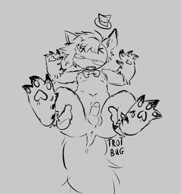 >.< accessories_only ambiguous_gender anthro anus ball_tuft balls bangs body_hair bow_tie breasts chibi claws clothing digitigrade disembodied_hand duo erection eyewear floppy_ears genitals glasses hair hands_on_legs hands_on_thighs hat headgear headwear humanoid_genitalia humanoid_penis lying male male/ambiguous male_focus messy_hair noseless nude on_back on_ground open_mouth pawpads penis sharp_teeth slightly_chubby small_breasts solo_focus spread_legs spreading surprised teeth text top_hat tuft wearing_glasses trotbug toby_(trotbug) 2026 digital_drawing_(artwork) digital_media_(artwork) english_text full-length_portrait hi_res line_art monochrome portrait sketch watermark