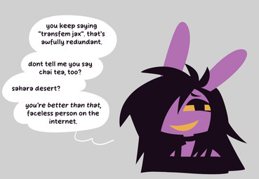 anthro big_ears black_choker black_clothing black_hair black_jewelry black_necklace black_topwear choker clothing dialogue female fur grey_background hair jewelry long_hair looking_at_viewer necklace purple_body purple_fur simple_background smile smiling_at_viewer solo speech_bubble talking_to_viewer text topwear pupn1k glitch_productions the_amazing_digital_circus gooseworx's_post-transition_jax_design jax_(tadc) lagomorph leporid mammal rabbit 2026 digital_drawing_(artwork) digital_media_(artwork) english_description english_text trans_(lore) trans_woman_(lore)