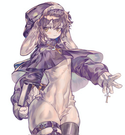 anthro belt belt_around_leg belt_around_thigh book bracelet butt christian_cross christian_symbol cloak_only clothing cross featureless_crotch femboy gloves handwear holding_object hood jewelry legwear long_ears looking_at_viewer male necklace no_genitals rabbit_ears religion religious_clothing religious_symbol slim small_waist solo stockings thick_thighs tuft magic_dream00 bible catholicism christianity lagomorph leporid mammal rabbit hi_res