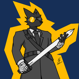 accessory ambiguous_gender anthro bandage bandage_wraps bandaged_hand belt black_body black_fur bladed_weapon blindfold bottomwear clothed clothing coat eyewear face_shield fingers fur goggles grey_visor gun headgear headwear holding_object holding_weapon mask melee_weapon monocular necktie ranged_weapon simple_background sword tailless topwear utility_belt visor weapon yellow_lens fr4ncisd0ublea casualties:_unknown gunsaw madness_combat a.t.p._soldat_(madness_combat) canid canine expie_(gunsawian) fox gunsawian hybrid mammal murid murine rat rodent 1:1 crossover digital_media_(artwork) hi_res signature tagme