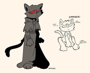 3_eyes ambiguous_anthro ambiguous_gender anthro biped clothed clothed_anthro clothing fur multi_eye red_eyes simple_background solo standing tail text rubyfunkey narinder domestic_cat felid feline felis mammal 2024 digital_drawing_(artwork) digital_media_(artwork) english_text hi_res spot_color