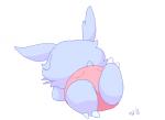 2016 animated anthro anthrofied aquabunny blue_body blue_hair bottomwear butt clothing didi fan_character female generation_1_pokemon hair nidoran nidoran♀ nintendo pokemon pokemon_(species) pokemorph rear_view short_playtime shorts simple_background solo white_background