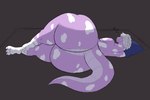 absurd_res anthro big_butt butt dragonfeatherss dreadlocks duke_(lizardnigahad) hi_res huge_butt huge_thighs male markings purple_body scalie sleeping solo spots spotted_body thick_thighs