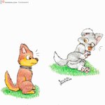 collar duo feral male male/male pawpads paws text yordraw paw_patrol chase_(paw_patrol) rocky_(paw_patrol) canid canine canis domestic_dog german_shepherd herding_dog mammal mixed_breed pastoral_dog 1:1 hi_res url