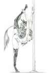 anthro anthrofied breasts dancing female genitals hair hooves looking_at_viewer nipples pole pole_dancing pussy scales solo tail thigh_highs_only unguligrade baron_engel friendship_is_magic hasbro my_little_pony mythology autumn_blaze_(mlp) dragon kirin kirin_(mlp) mythological_creature mythological_scalie scalie 2025 greyscale hi_res monochrome