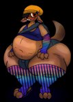 alternate_rainbow_pride_colors anthro arm_warmers armwear backpack bangs beanie belly belly_overhang big_belly big_bulge big_butt big_feet black_hair blush bottomwear brown_body buckteeth bulge butt clothing crop_top eyelashes eyeliner feet femboy floppy_ears freckled_butt freckles hair hat headgear headwear huge_butt huge_thighs hyper hyper_butt hyper_thighs legwear lgbt_pride makeup male multicolored_arm_warmers multicolored_armwear multicolored_clothing multicolored_legwear multicolored_thigh_highs navel obese overweight pride_color_arm_warmers pride_color_armwear pride_color_clothing pride_color_legwear pride_color_thigh_highs pride_colors rainbow_clothing rainbow_pride_colors shirt shorts simple_background smile smiling_at_viewer solo tail tank_top teeth thick_tail thick_thighs thigh_highs topwear transparent_background wide_hips dominogooper ollie_(dominogooper) jikkemon absurd_res alpha_channel digital_drawing_(artwork) digital_media_(artwork) hi_res